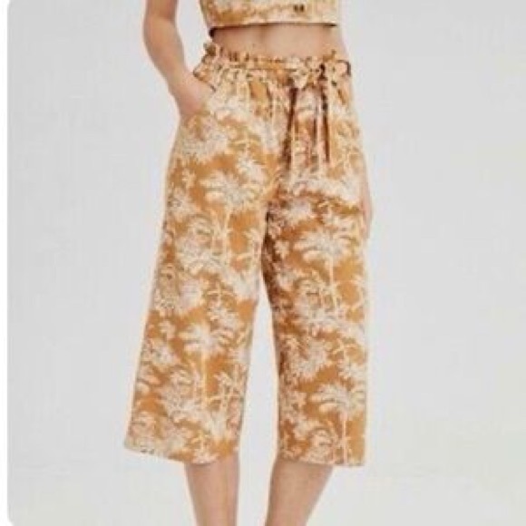 American Eagle Outfitters Pants - American Eagle Palm Tree High Waist Paperbag Pants M